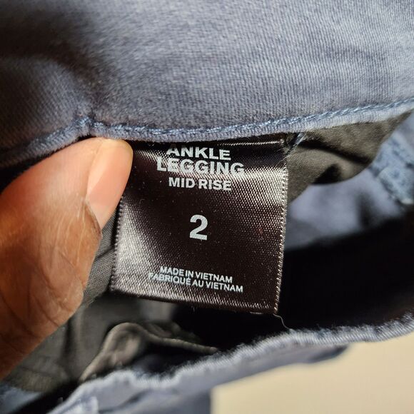 Express Women Skinny Ankle Leggings Mid Rise Sz 2 Blue-Gray Distressed Raw - Picture 7 of 12